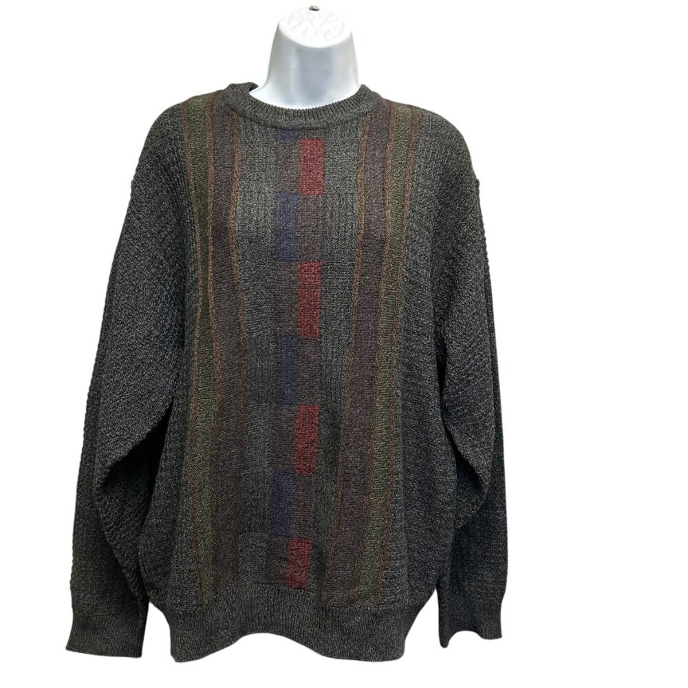 VTG Leo Chevalier 90s Grandpa Textured Knit Crewneck Sweater Size L